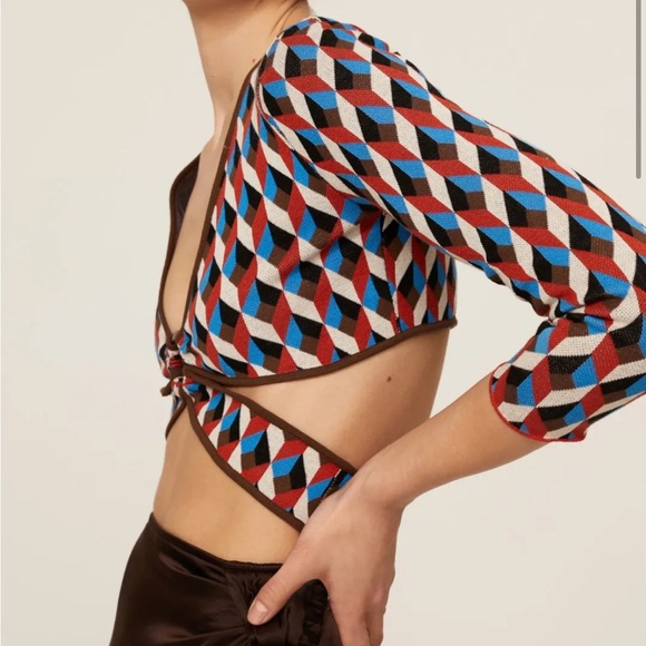 Ronny Kobo Geometric Knit Crop Top - Picture 2 of 8